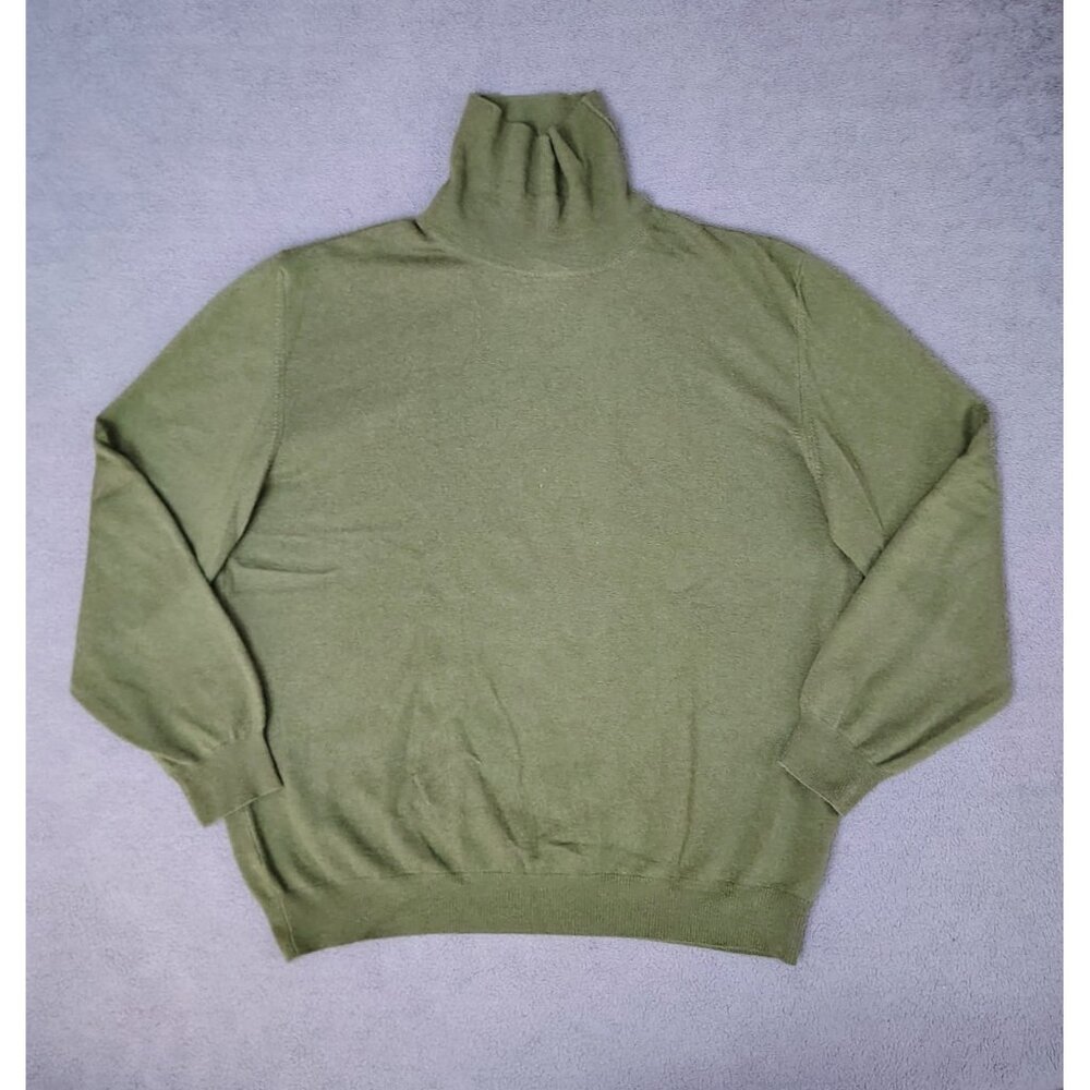 Loewe Women's Cashmere Turtle Neck Sweater Sz (XL) Green Minimalist Quiet Luxury